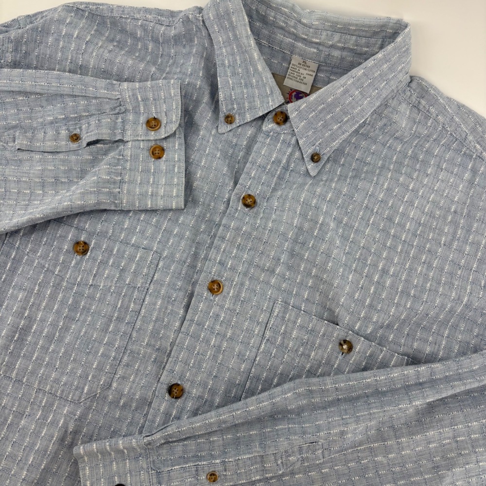 The Territory Ahead Button Down Shirt Mens XL Blue Excellent‎ Textured Cotton